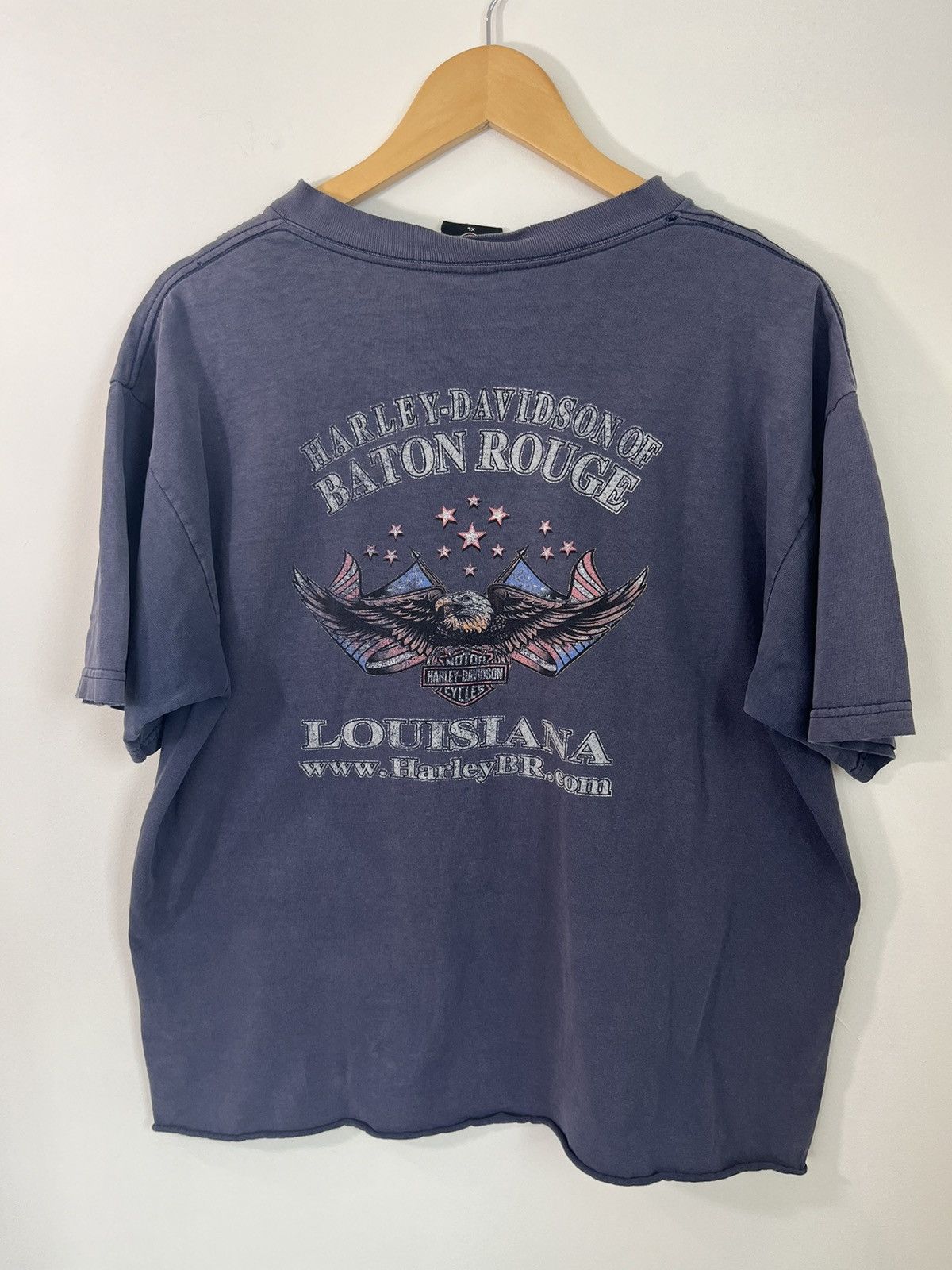 Vintage Harley Davidson Thrashed Sun Faded Raw Hem Tee Size US XL / EU 56 / 4 - 1 Thumbnail