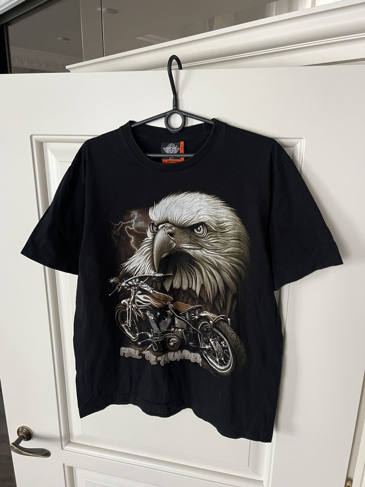 Vintage Vintage Biker Eagle Motorcycle Tee “Feel The Thunder” Size US L / EU 52-54 / 3 - 3 Thumbnail