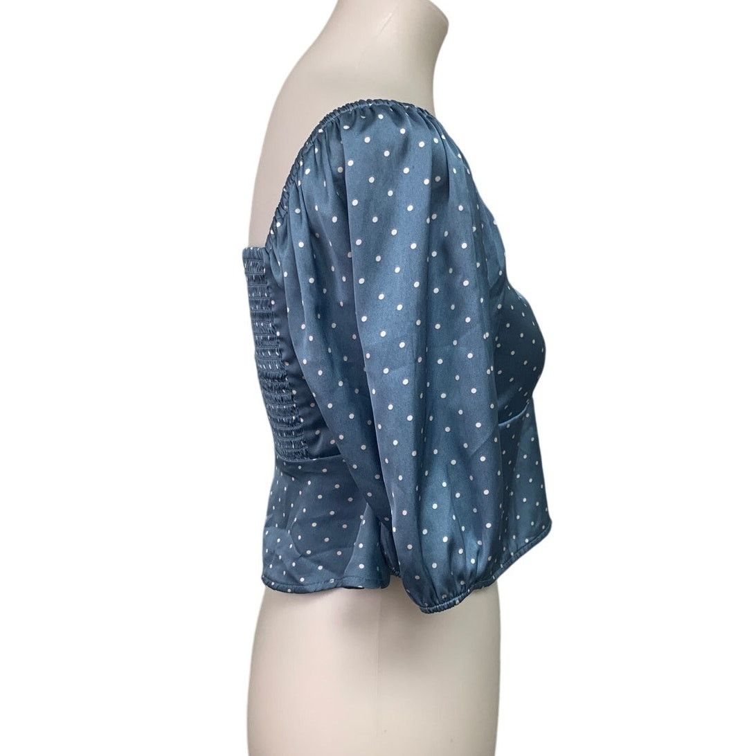 American Eagle Outfitters New American Eagle Womens Medium Puff Sleeve Zip Top Size M / US 6-8 / IT 42-44 - 3 Thumbnail
