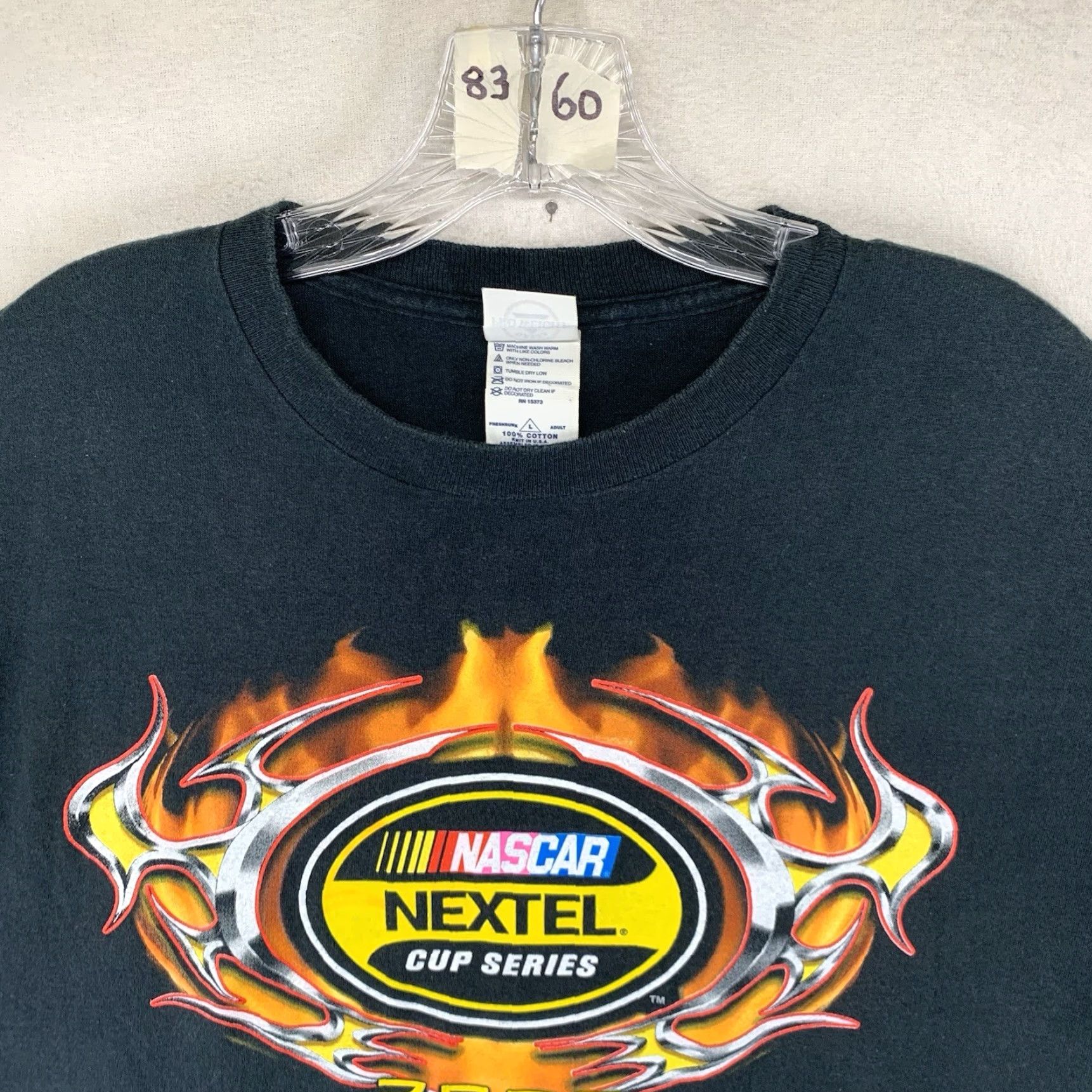 Delta VINTAGE Delta NASCAR Nextel Cup Series T-Shirt Large Black Double-Sided Flames Graphic Y2K Mens Size US L / EU 52-54 / 3 - 3 Thumbnail