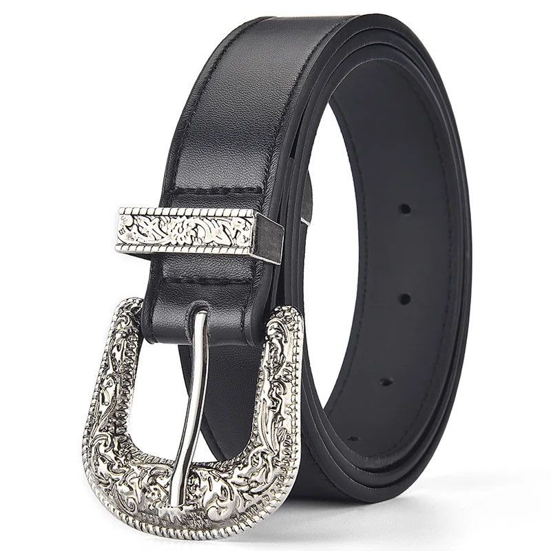 Vintage 105cm New Carve Hip Hop Rock Style Buckle PU Leather Belt Size ONE SIZE - 2 Thumbnail