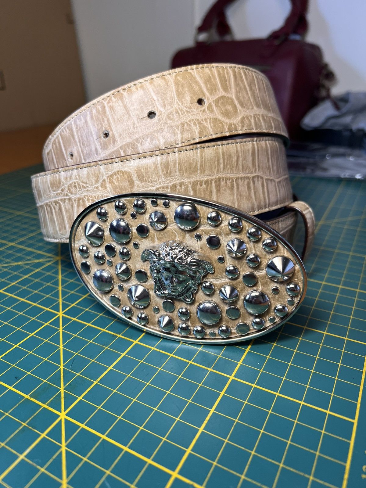 Versace Versace jumbo studded medusa buckle crocodile leather belt Size ONE SIZE - 1 Thumbnail