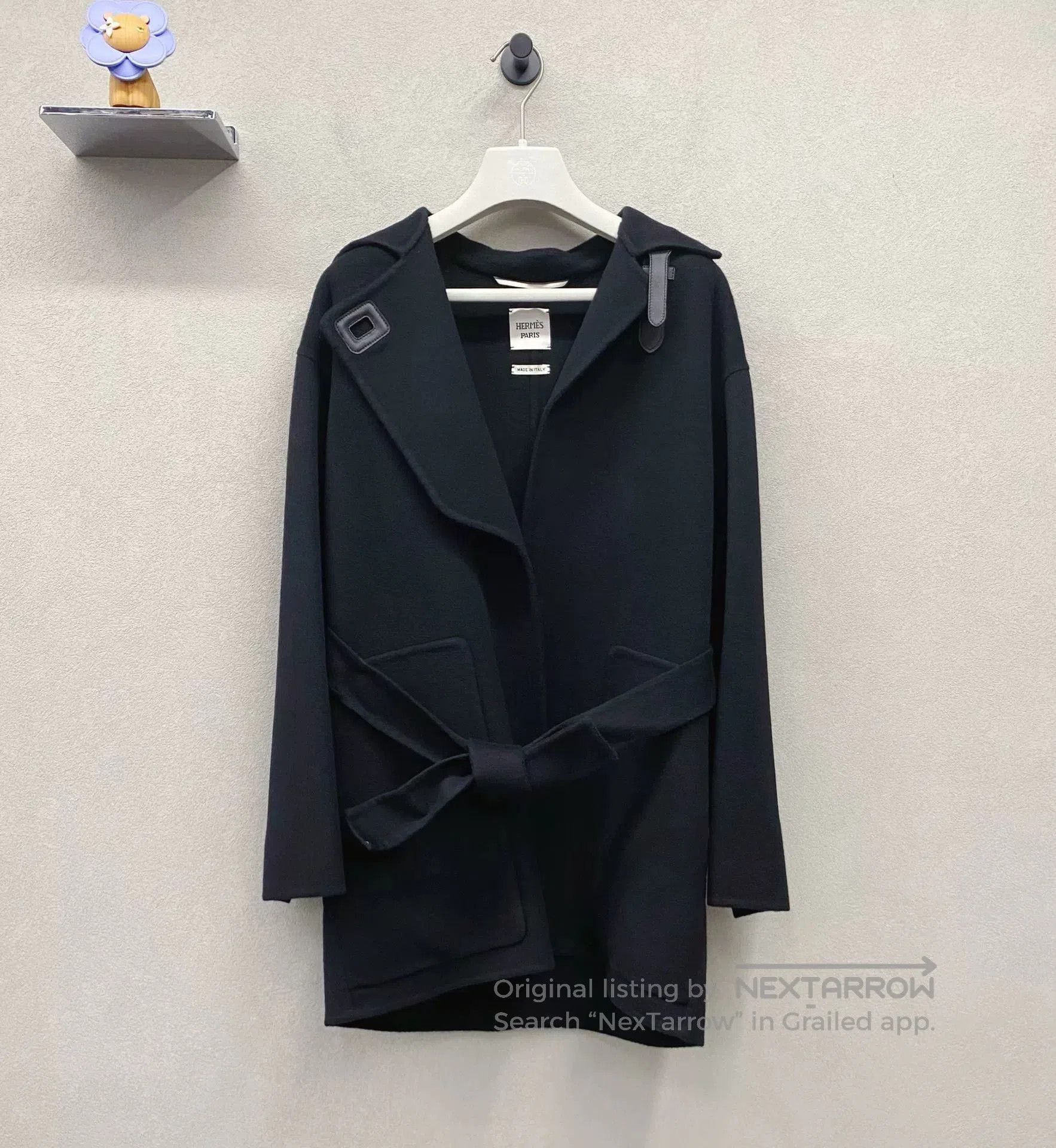 Hermes Hermès Black Cashmere Tie Coat. Size US XS / EU 42 / 0 - 1 Thumbnail