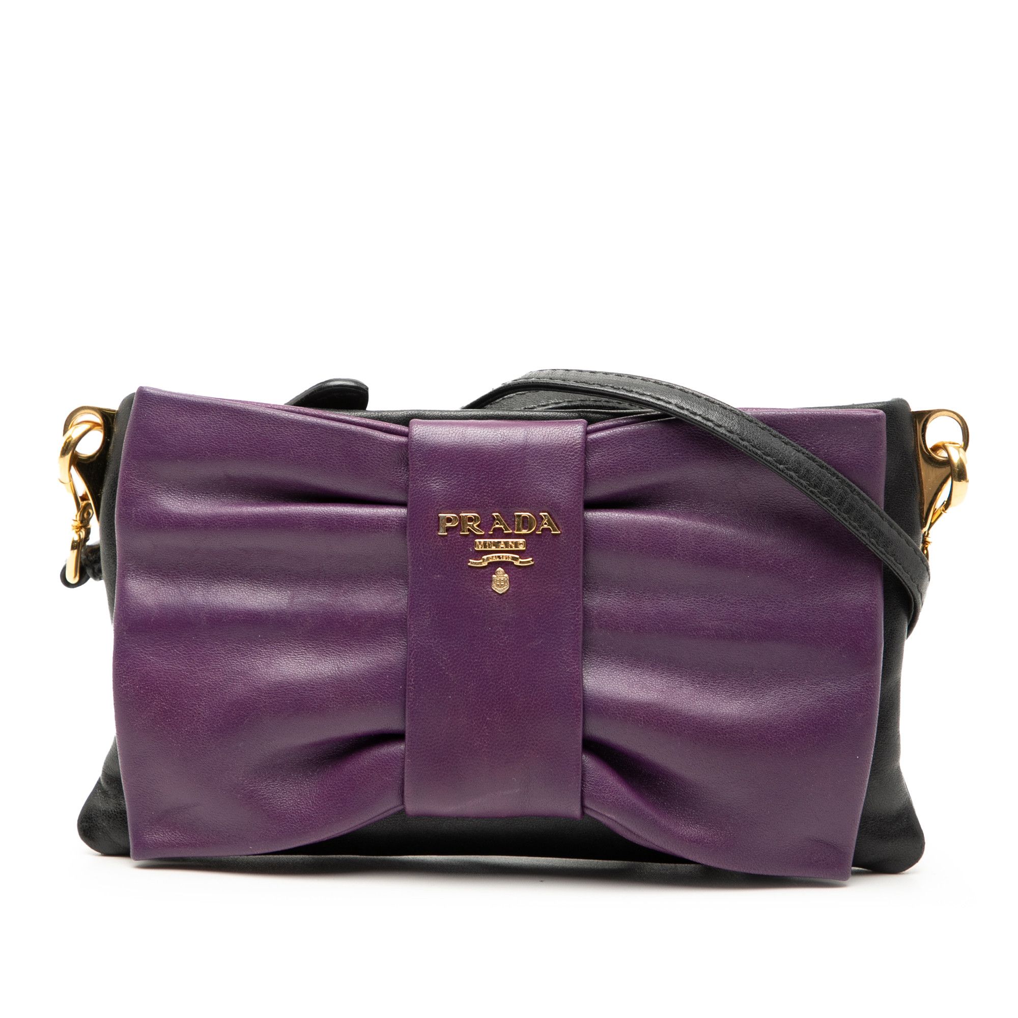 Prada Prada Bicolor Nappa Fiocco Bow Clutch on Strap Size ONE SIZE - 1 Thumbnail