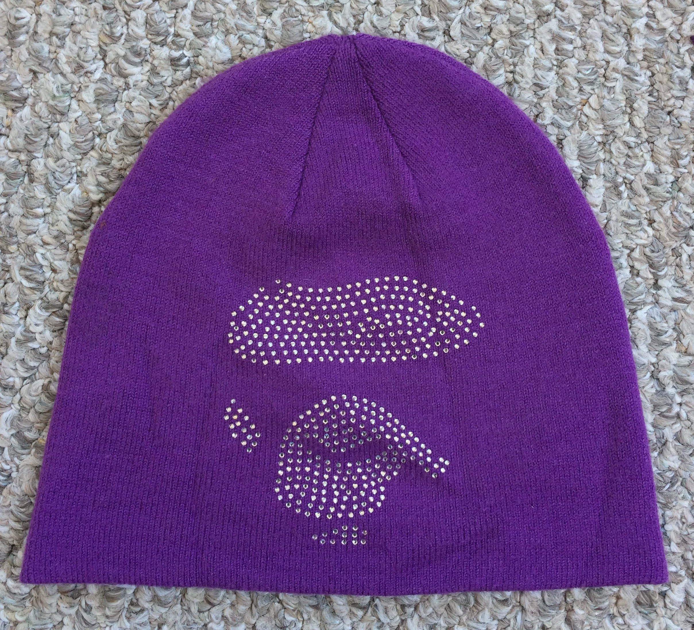 image of Bape Swarovski Ape Face Beanie Hat in Purple, Men's