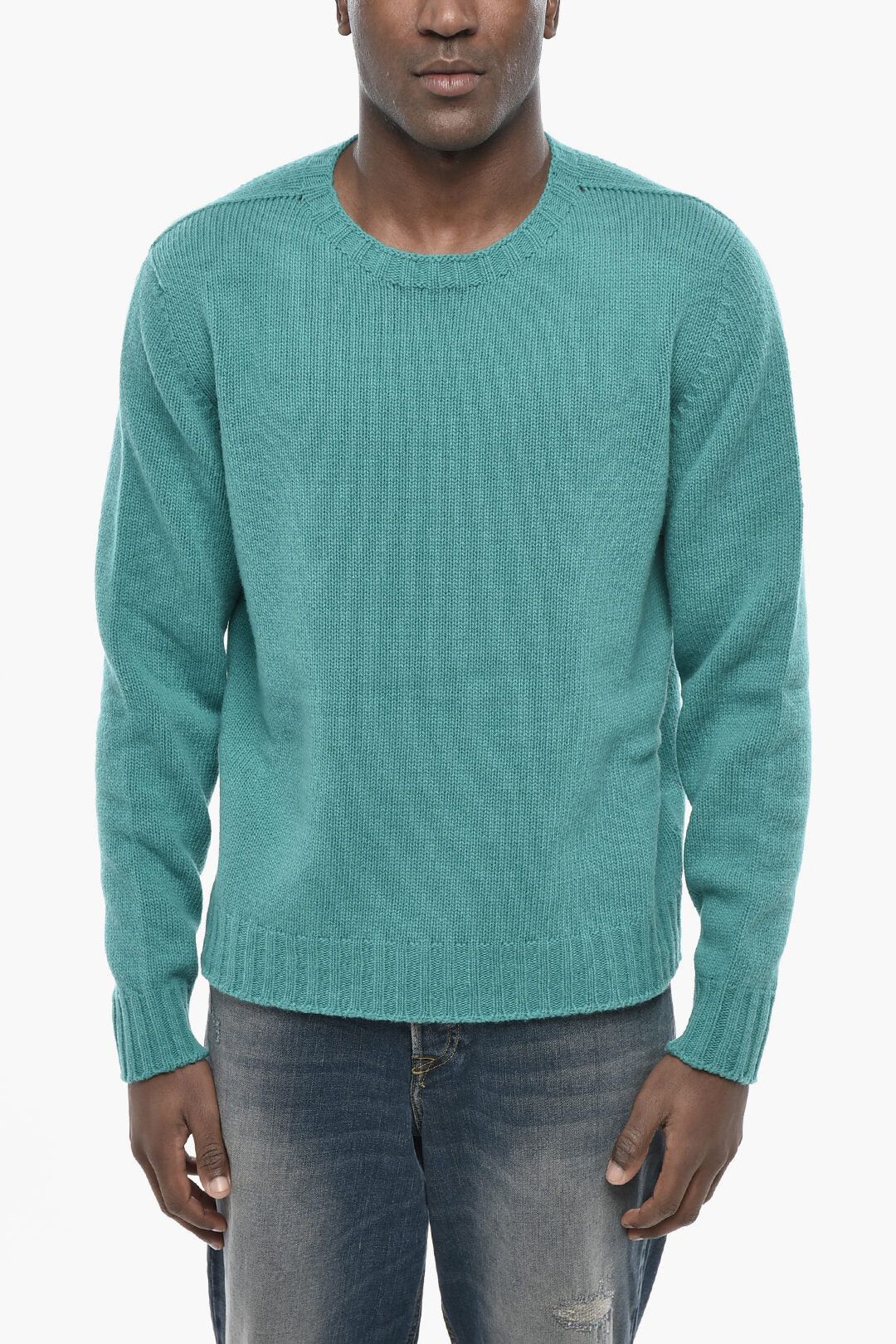 og1mm0326 Wool-Blend Crewneck Sweater in Light blue
