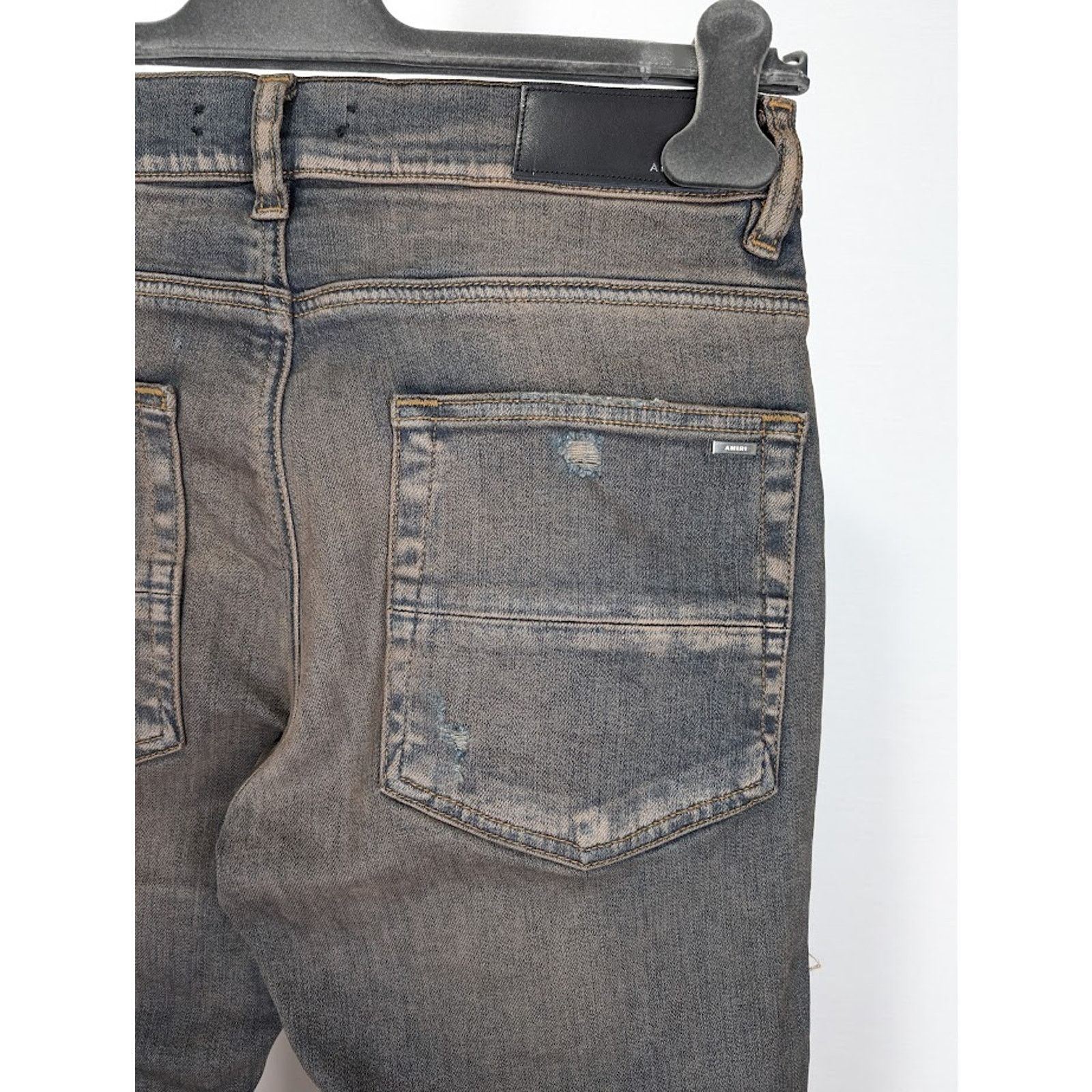 Amiri o1rshd1 Leather Thrasher Jeans in Dark Indigo Size US 32 / EU 48 - 17 Thumbnail
