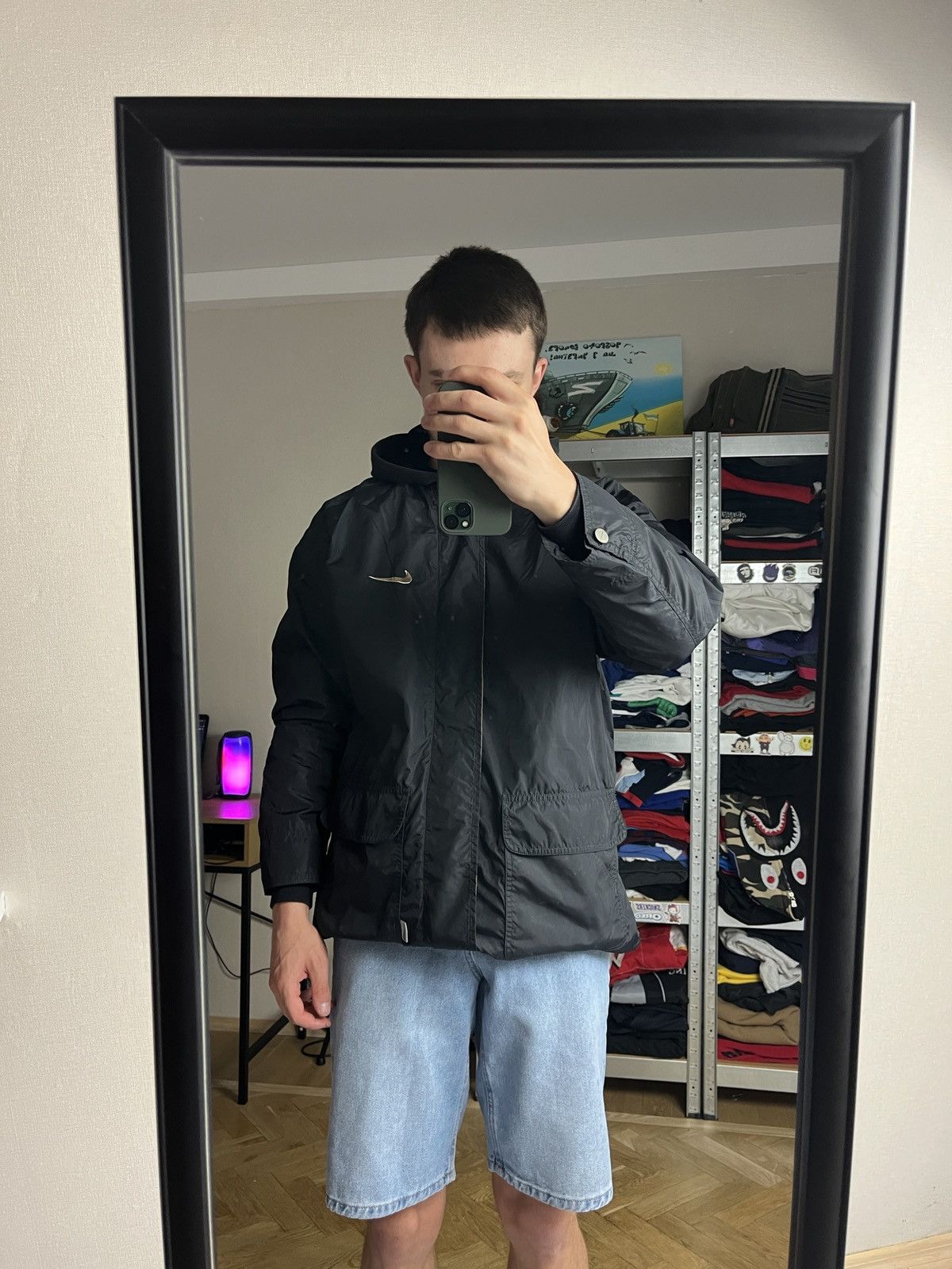Nike × Vintage Nike Vintage Big Logo Swoosh Nylon Bomber Jacket 90s Y2K Size US S / EU 44-46 / 1 - 3 Thumbnail