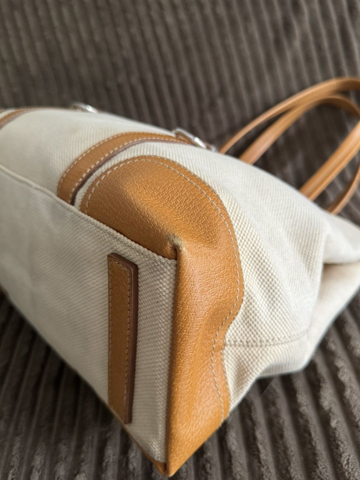 Prada × Vintage Vintage Prada Totebag Pocket Canvas Leather Size ONE SIZE - 16 Thumbnail