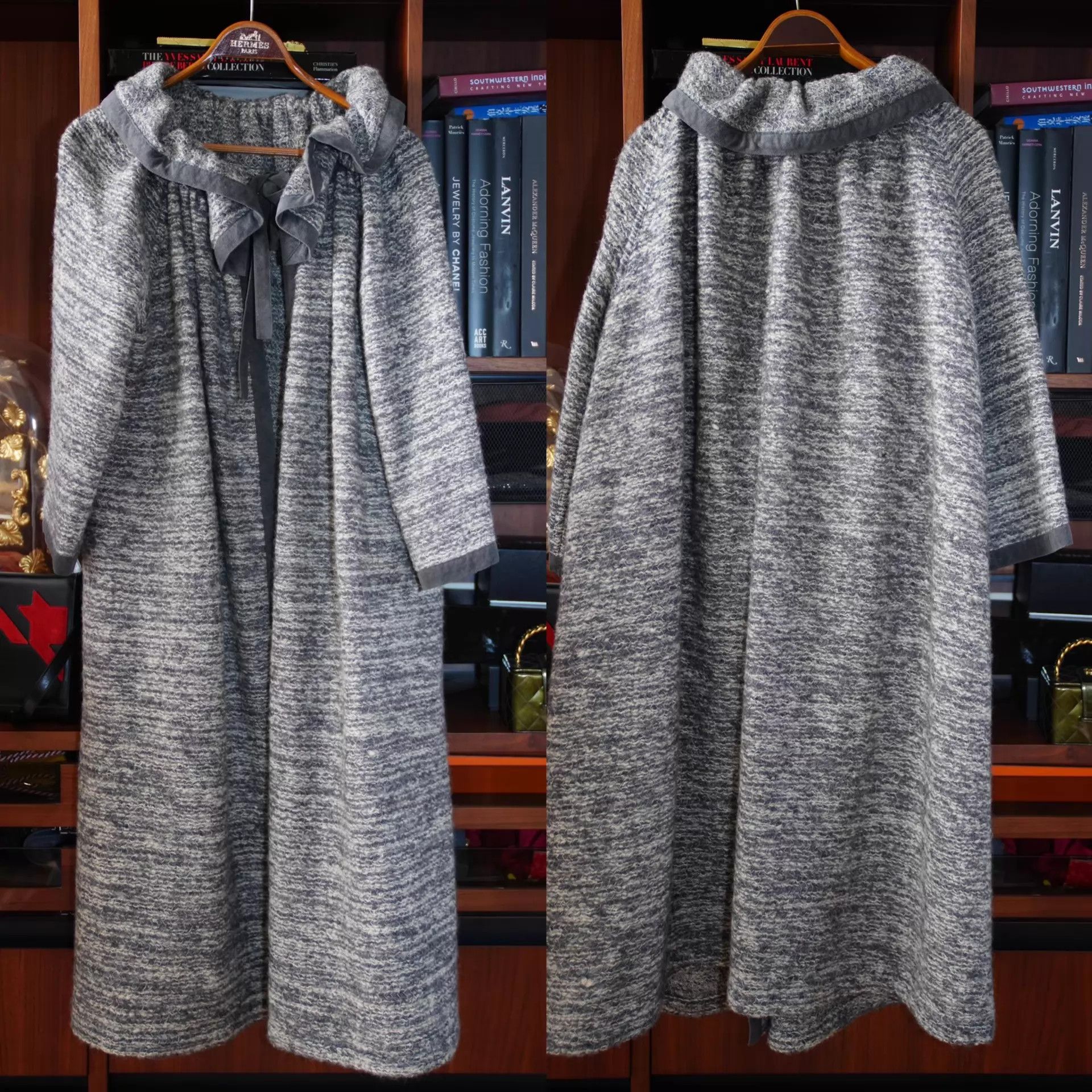 Dior Dior Vintage Gray & White Wool Dressing Gown Coat Size ONE SIZE - 2 Thumbnail