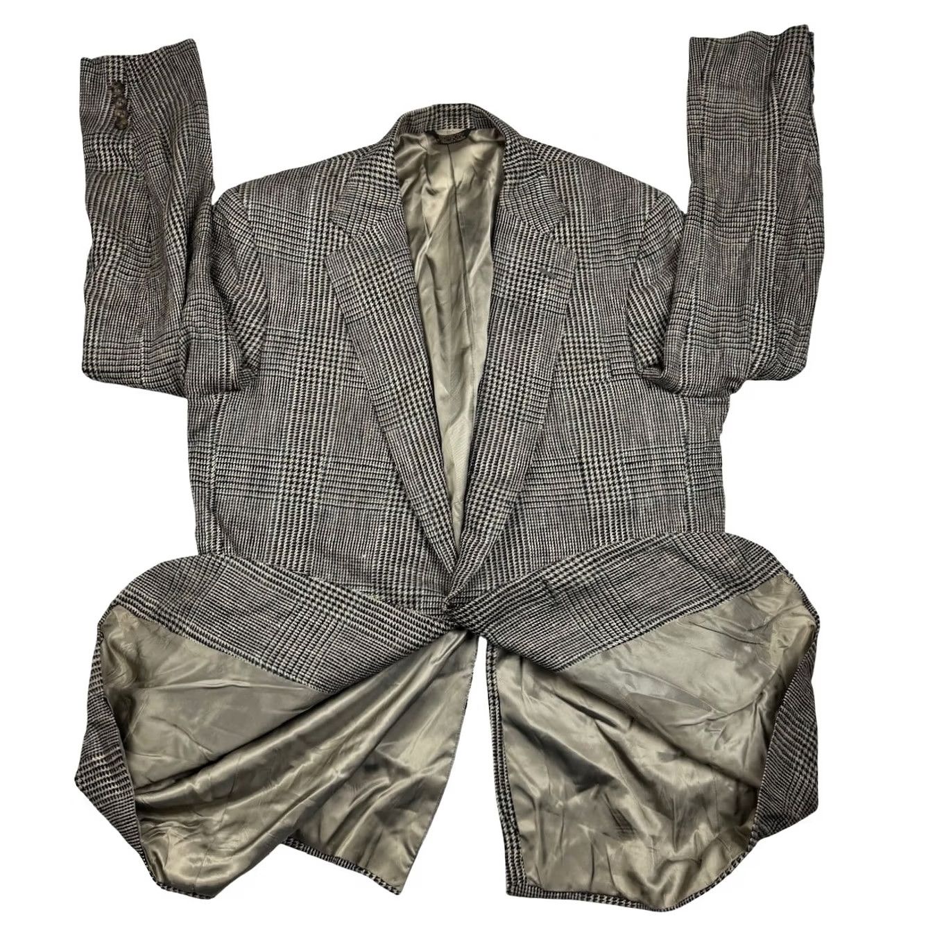 Vintage VTG Corbin Men’s Wool Tweed Blazer 2-Button Black White Houndstooth 44R Jacket Blazer N/A Mens Size 44R - 3 Thumbnail