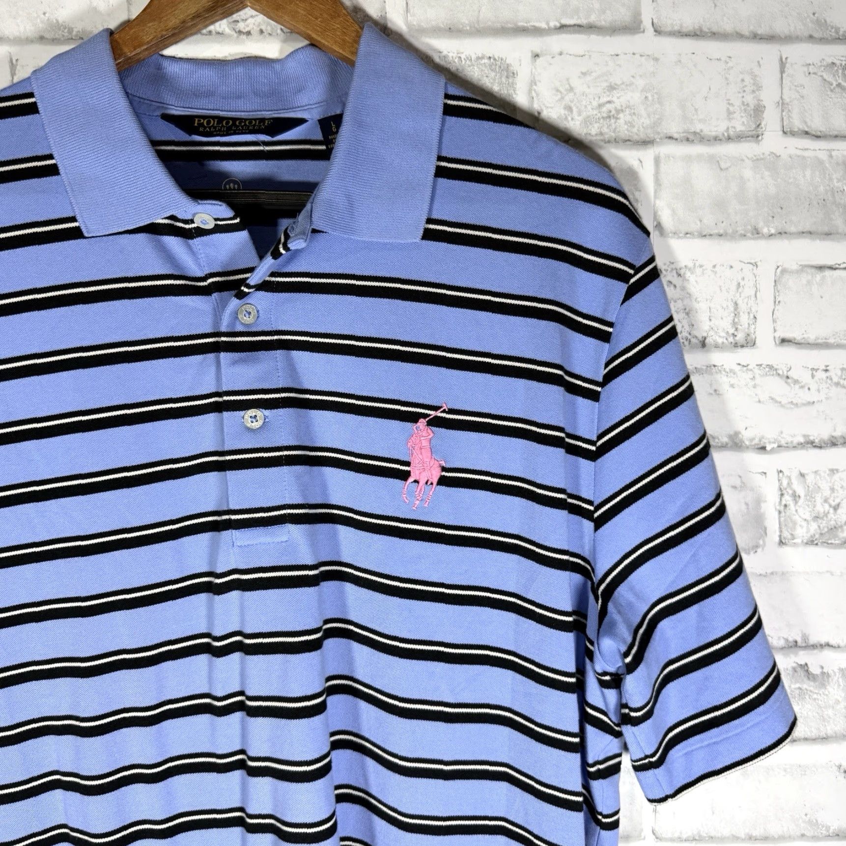 Ralph Lauren Polo Golf Ralph Lauren Wicking Blue Striped Polo Shirt Men's Size L Size US L / EU 52-54 / 3 - 2 Thumbnail