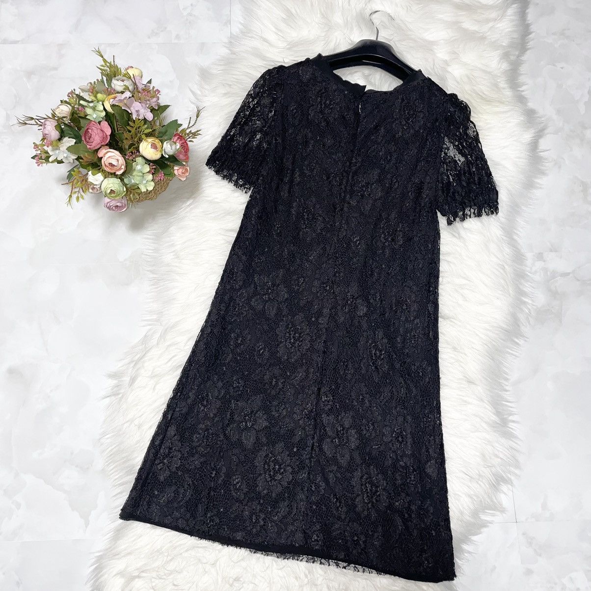 Dolce & Gabbana DOLCE & GABBANA Floral Lace Short Sleeve Dress 40 Black Size S / US 4 / IT 40 - 4 Thumbnail