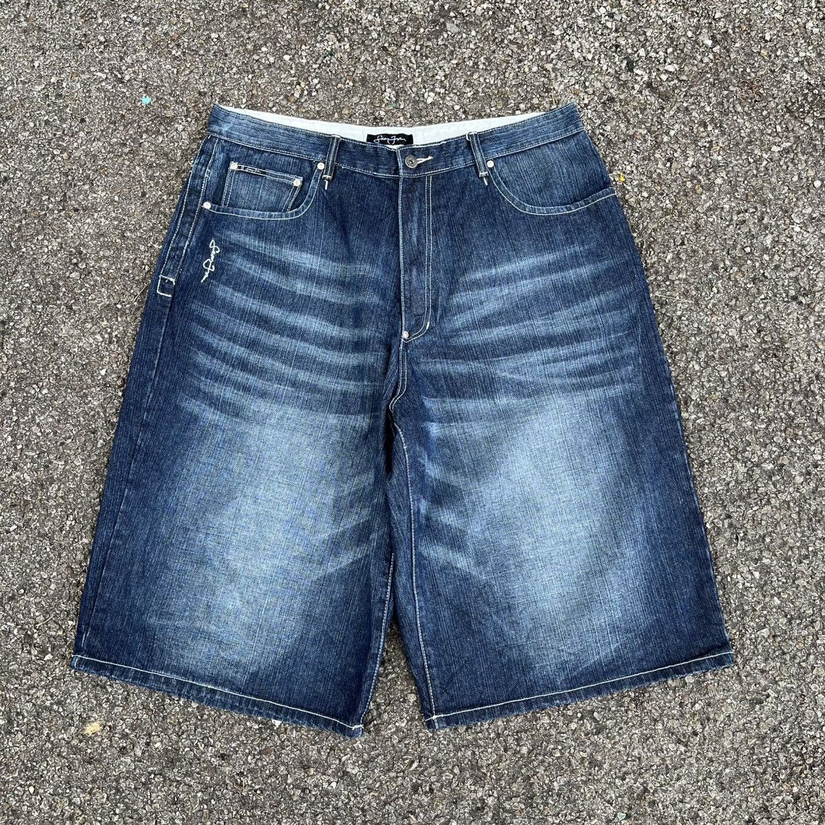 JNCO Jorts Sean John Y2K Skater Shorts Faded Washed Denim Size US 38 / EU 54 - 1 Thumbnail