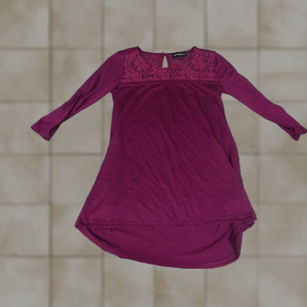 Vintage My Michelle Blouse Womens XS Purple Crew Neck Pullover Stretch Floral Button Casual Basic Crew Neck Flower Stretch Regular Satin? Size XS / US 0-2 / IT 36-38 - 1 Thumbnail