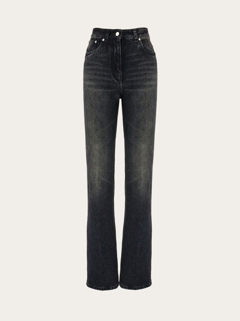 Salvatore Ferragamo o1s1rm0526 Five Pocket Flared Jeans in Black Size 28" / US 6 / IT 42 - 1 Thumbnail
