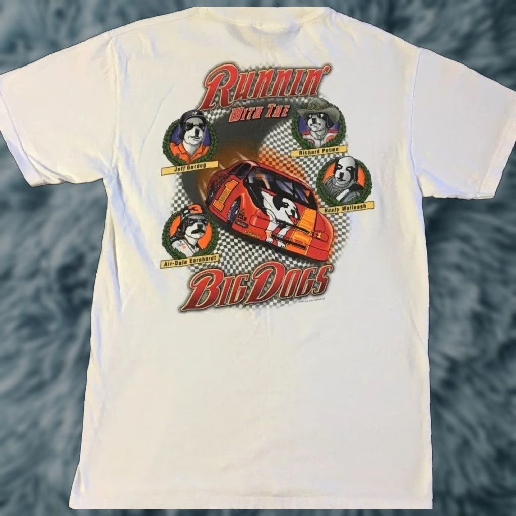 Big Dogs Vtg 90s Big Dogs NASCAR Parody Shirt M Dale Earnhardt Joke Race Car Funny Grunge Shirt Mens White USA Cars Humor Retro NASCAR Parody Tee Size US M / EU 48-50 / 2 - 1 Thumbnail