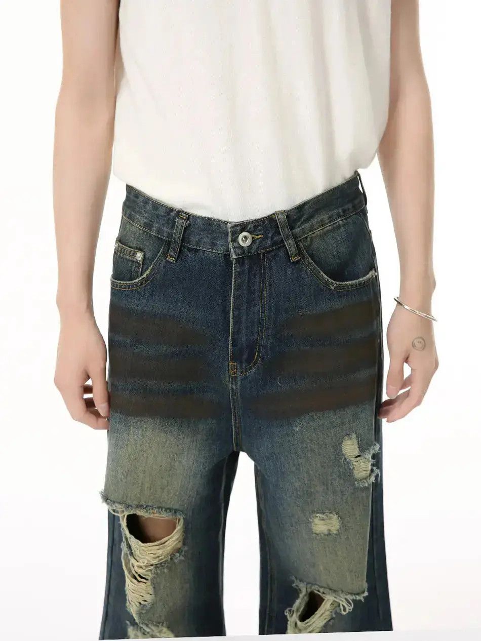 Japanese Brand Retro loose wide leg straight leg jeans Size US 32 / EU 48 - 3 Thumbnail
