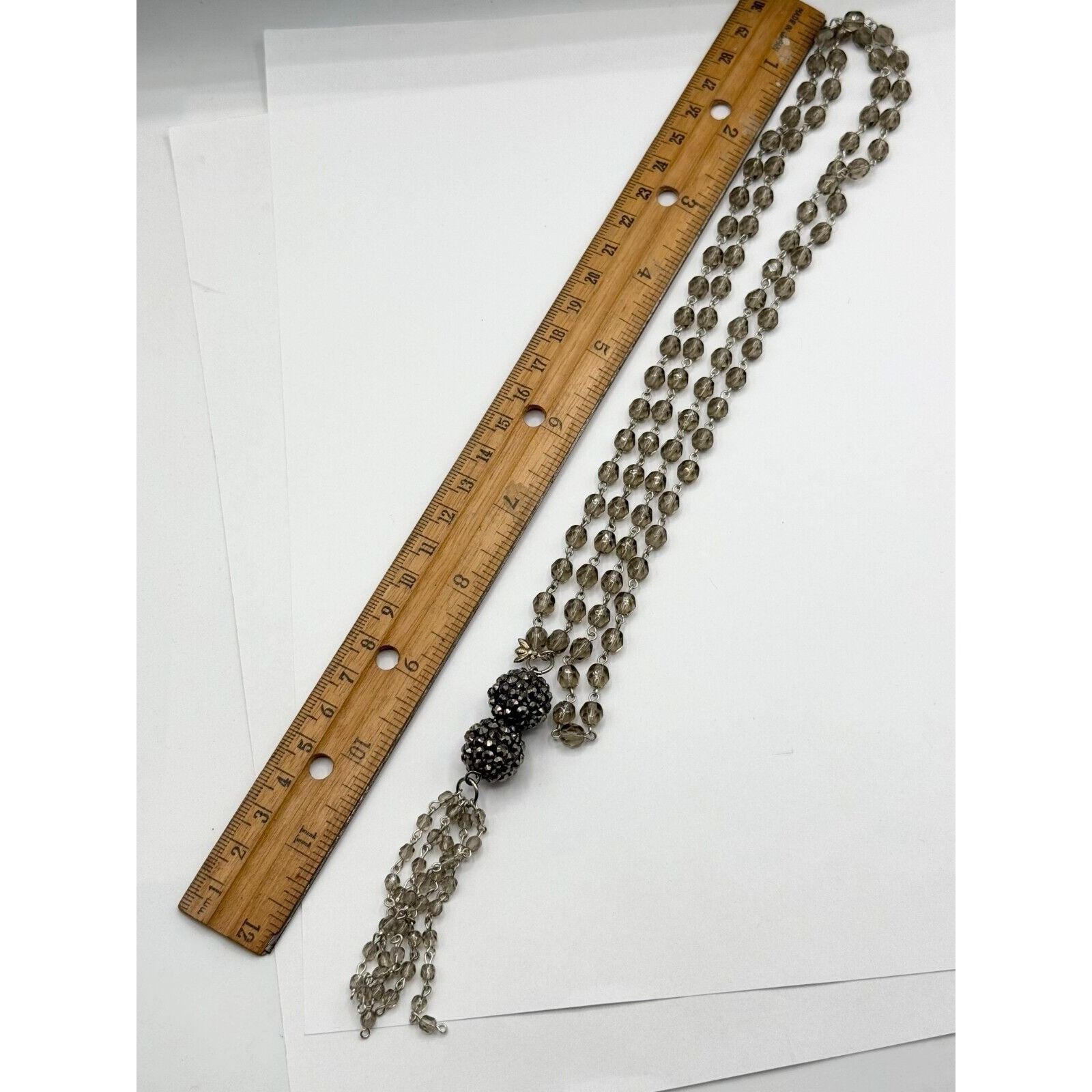 Vintage Vintage grey crystal beaded tassel rhinestone necklace Size ONE SIZE - 5 Thumbnail