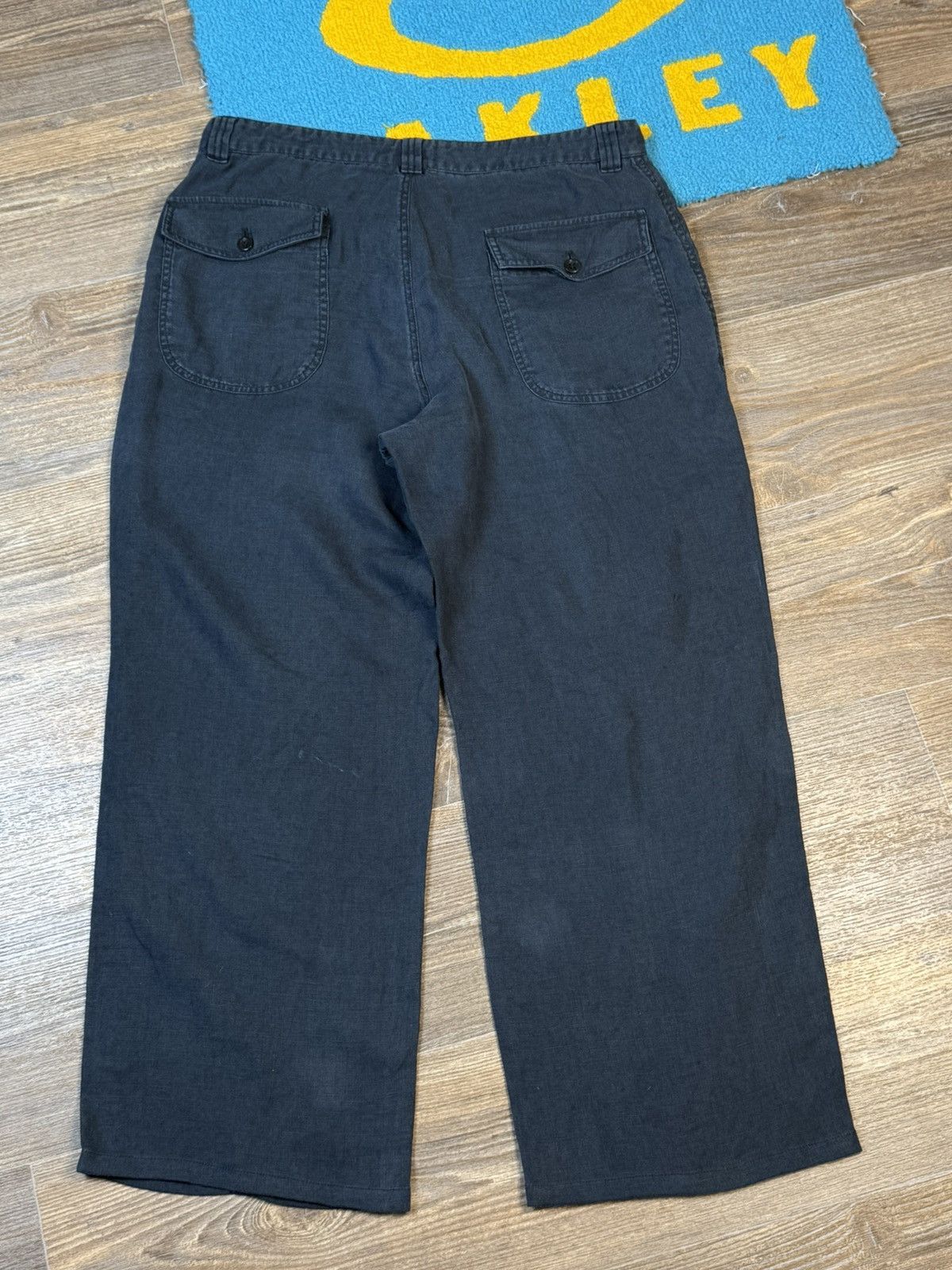 Armani Collezioni × Vintage Vintage Armani Collezioni Blue Wide Linen Pant Size US 33 - 11 Thumbnail