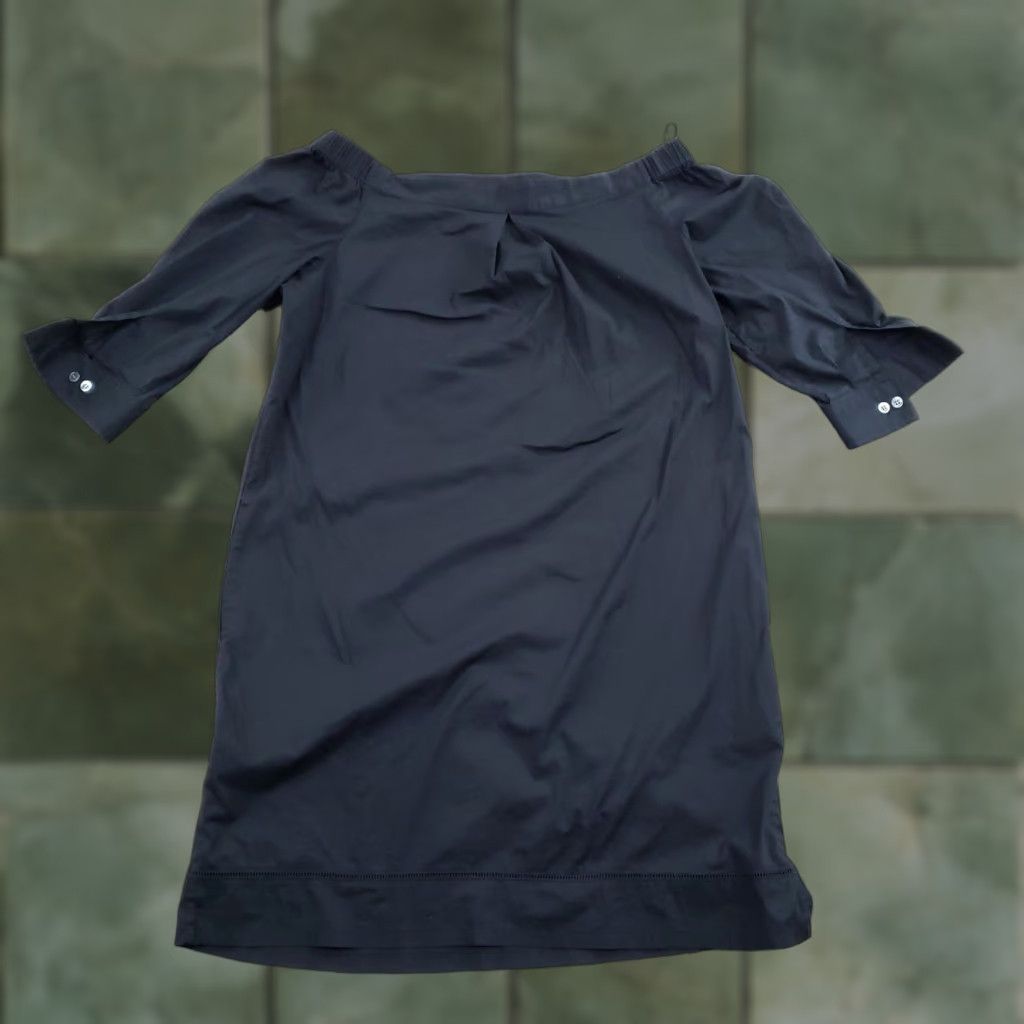 Theory Theory Dress Black Off Shoulder Zizinna Shift 3/4 Sleeve Cotton Womens Size 6 Size M / US 6-8 / IT 42-44 - 1 Thumbnail
