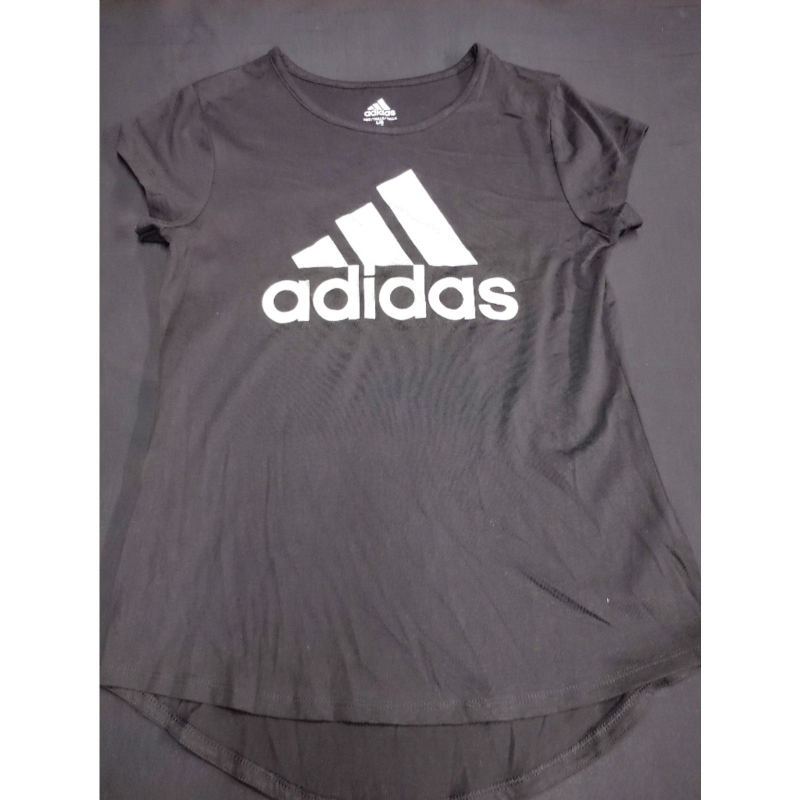 Adidas Adidas Black Tee with Sparkly Silver White Logo Short Sleeve Size L / US 10 / IT 46 - 1 Thumbnail