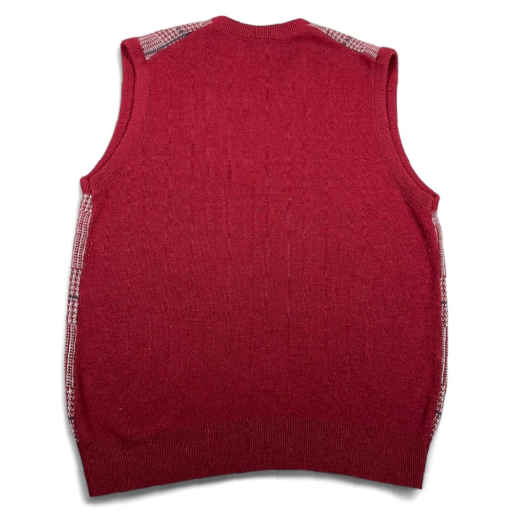 Vintage VINTAGE Robert Bruce Sweater Vest Shirt 70s USA Mens Red Houndstooth, V-Neck, Knit, Sleeveless, Sized SMALL (Tag LARGE) Size US S / EU 44-46 / 1 - 3 Thumbnail