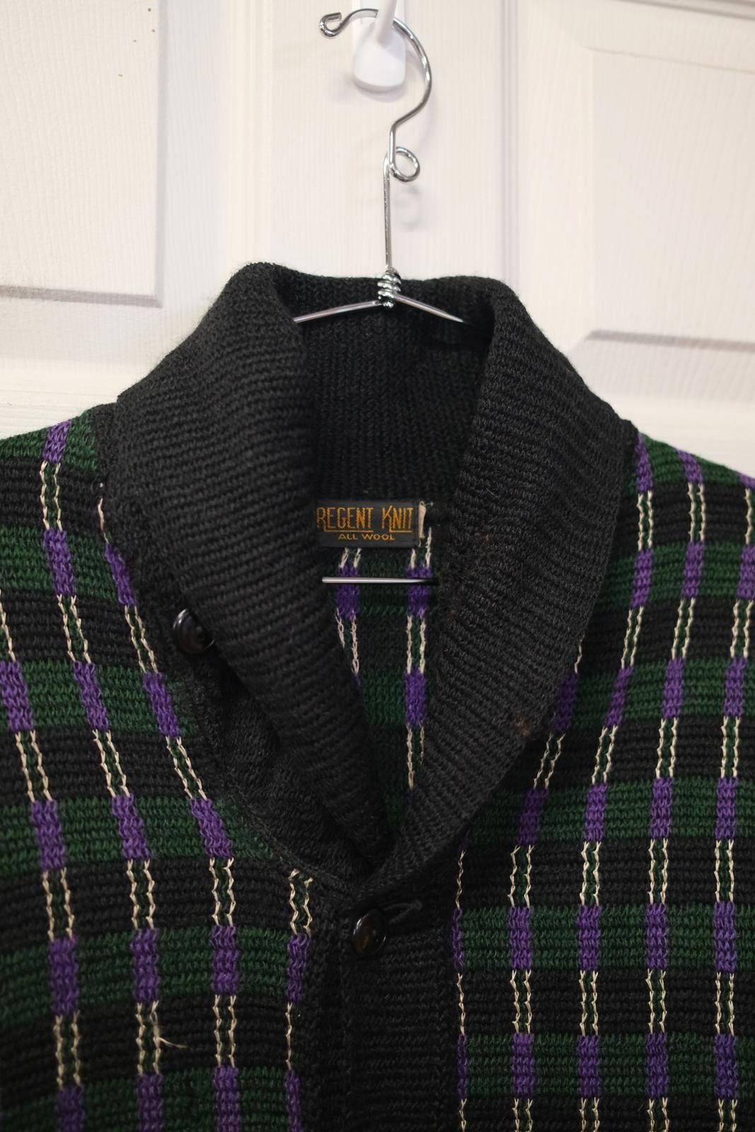 Other 90's Regent Knit Windowpane Plaid Cardigan Size M / US 6-8 / IT 42-44 - 6 Thumbnail