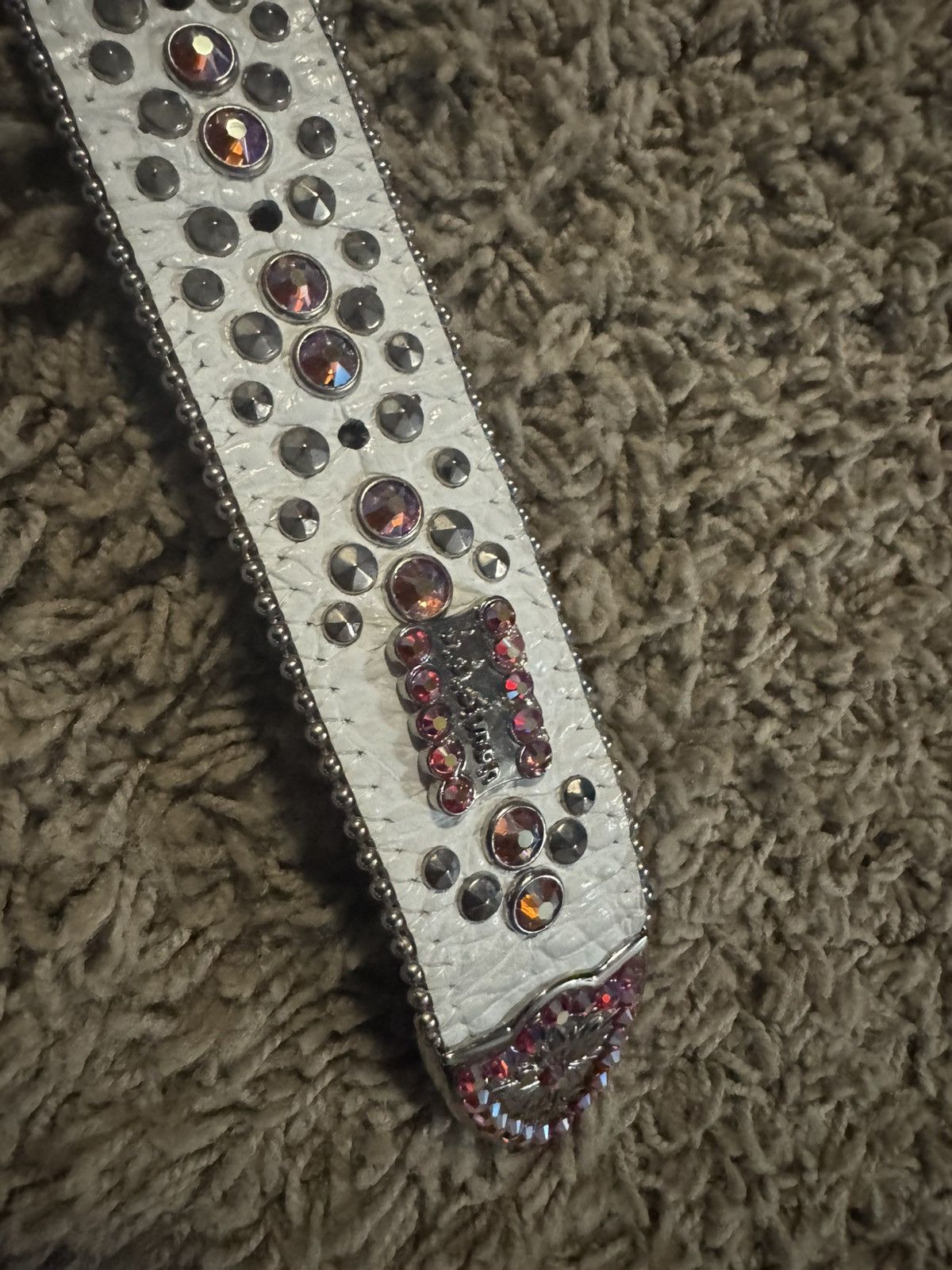 B.B. Simon White BB Simon studded belt. Authentic Size 42 - 3 Thumbnail