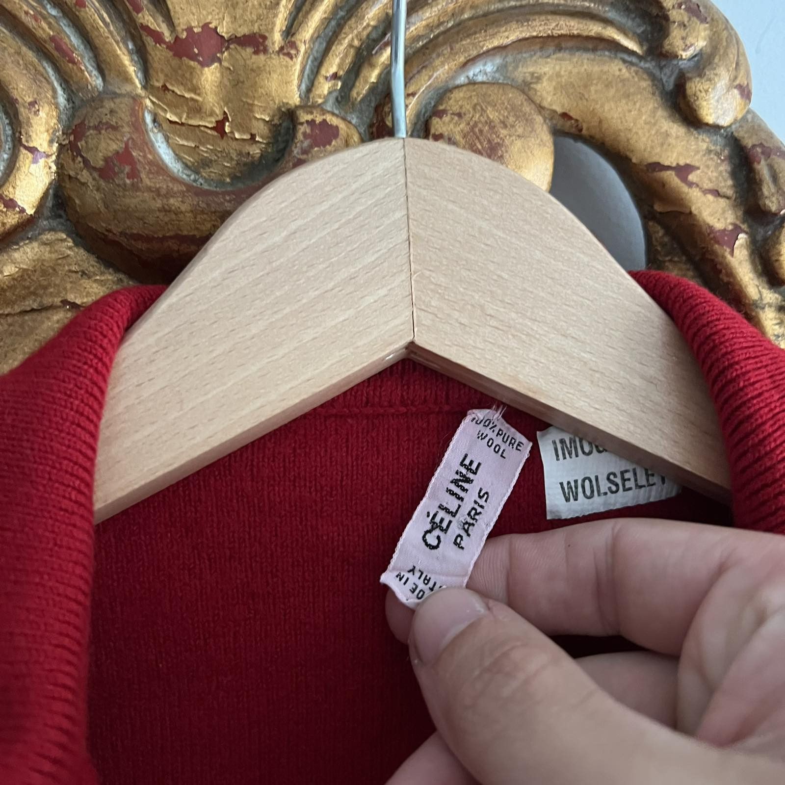 Celine × Vintage 🔴 CELINE Cardigan Sweater Cashmere Red Sz Xs- s Size XS / US 0-2 / IT 36-38 - 4 Thumbnail