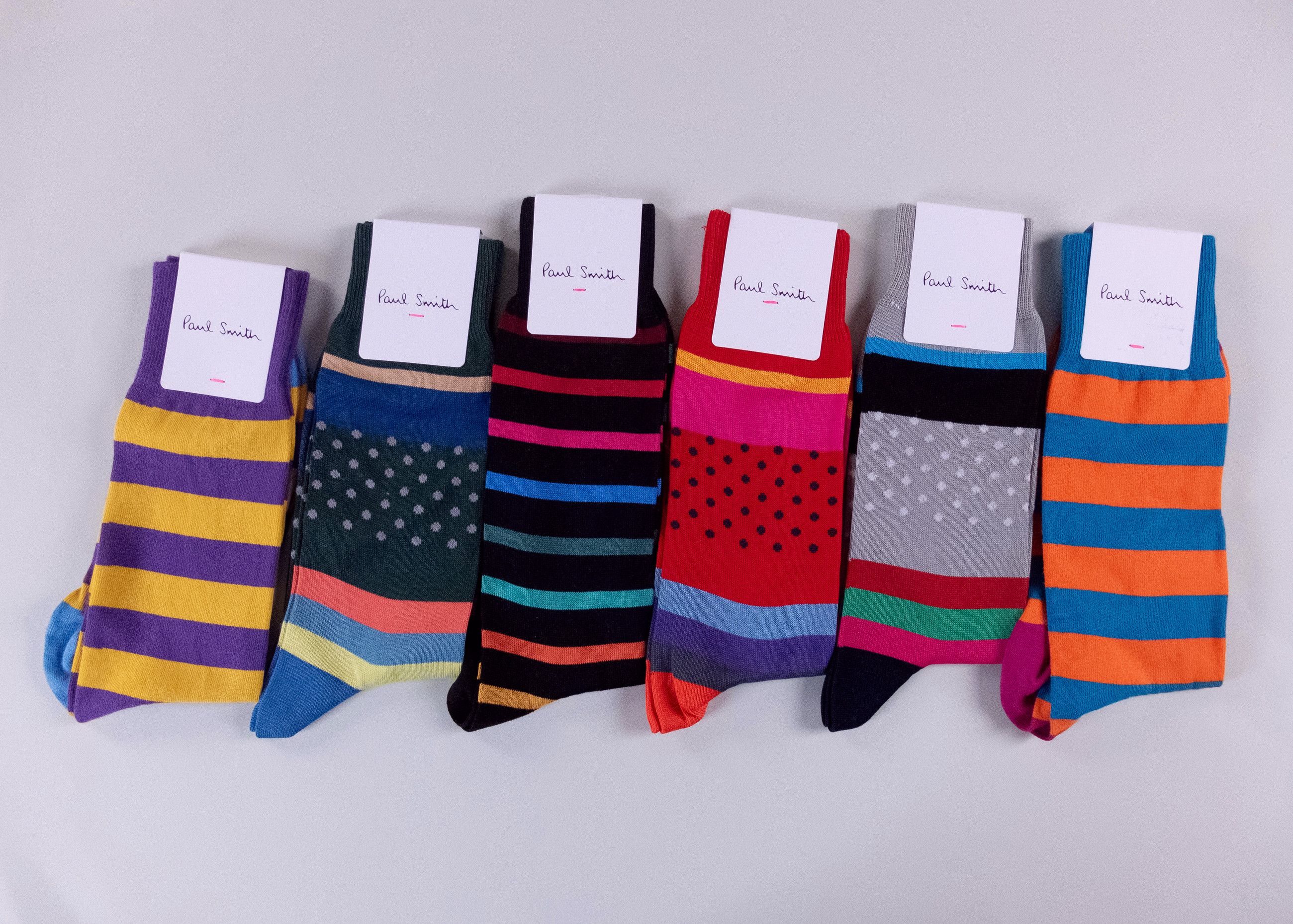 Paul Smith 6 pairs of Paul Smith colorful mid calf cotton blend socks q Size ONE SIZE - 1 Thumbnail