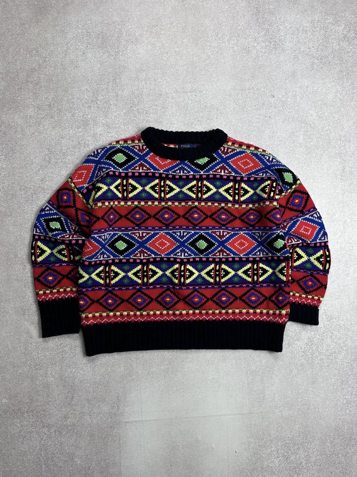 Polo Ralph Lauren Vintage 90s Polo Ralph Lauren Hard Knit Sweater Y2K XL Size US XL / EU 56 / 4 - 1 Thumbnail