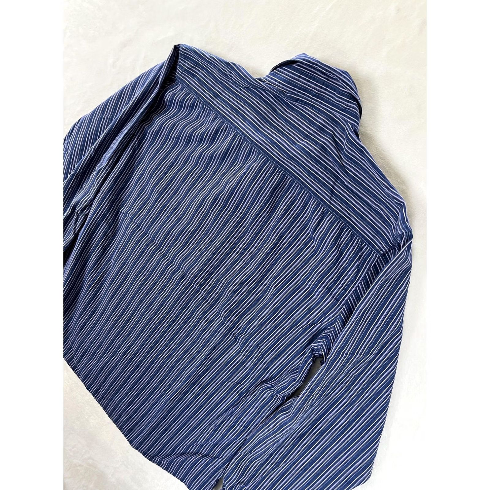 BKE BKE Long Sleeve Button Front Shirt Mens XL Blue Striped Contour Fit Size US XL / EU 56 / 4 - 6 Thumbnail