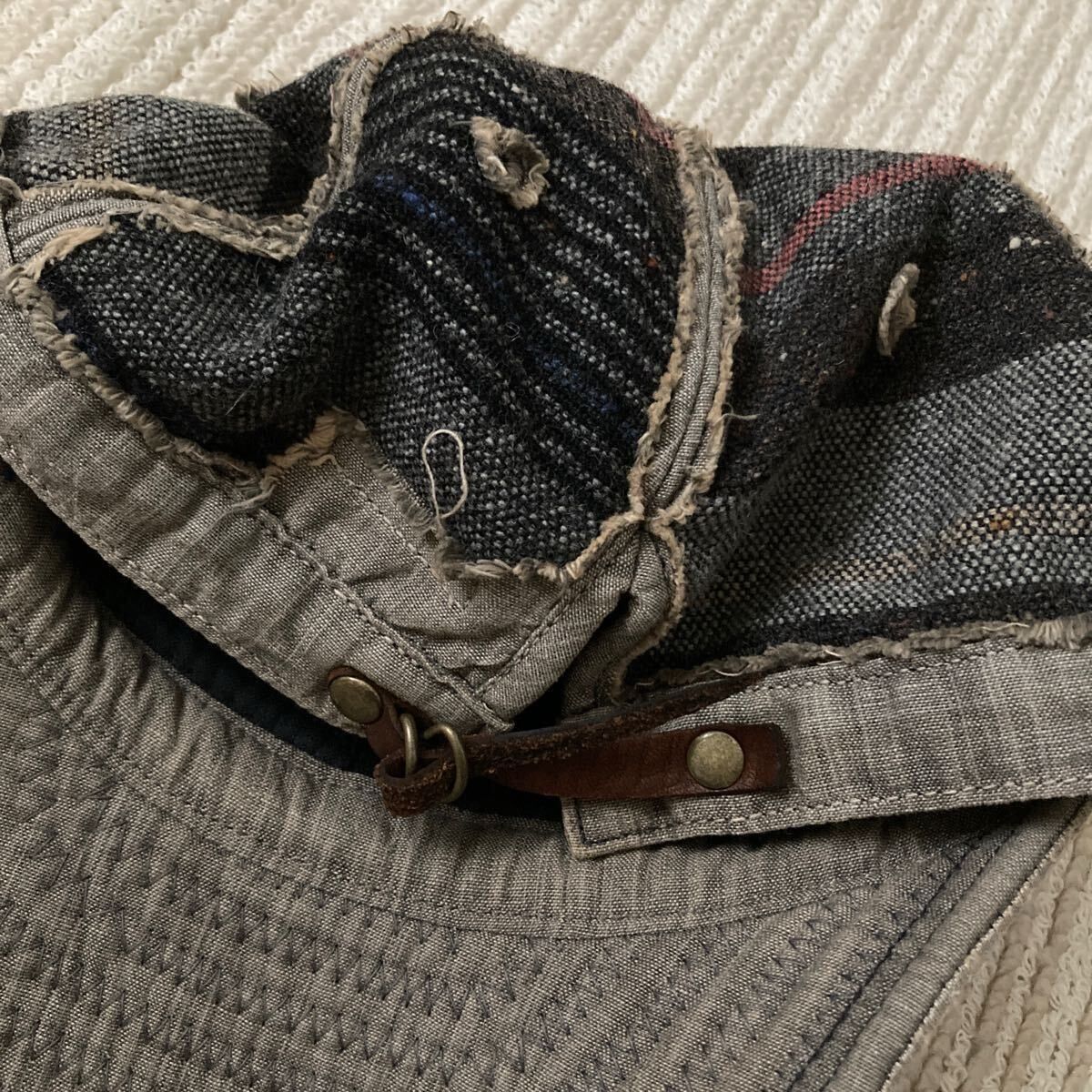 Kapital Kountry Kapital Winday Striped blanket damages boro hat Size ONE SIZE - 5 Thumbnail