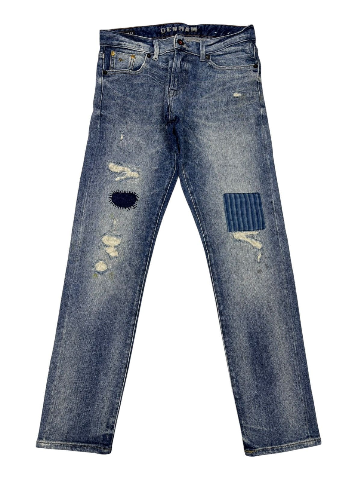 DENHAM Vintage Denham Half Selvedge Patchwork Distressed Denim Jean Size US 29 - 7 Thumbnail