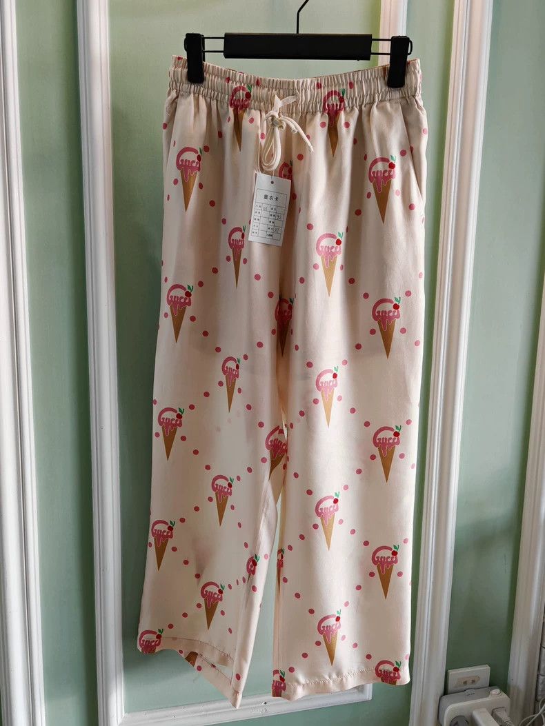 Gucci Gucci Size M Full-print ice cream pattern silk trousers 250 Size 42" / US 20 - 5 Thumbnail