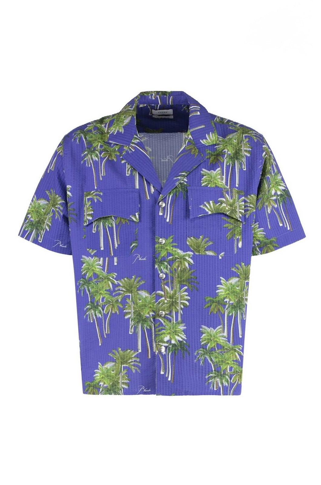 Rhude RHUDE SEARSUCKER HAWAIIAN BLUE/GREEN BUTTON-UP SHIRT Size L Size US L / EU 52-54 / 3 - 2 Thumbnail