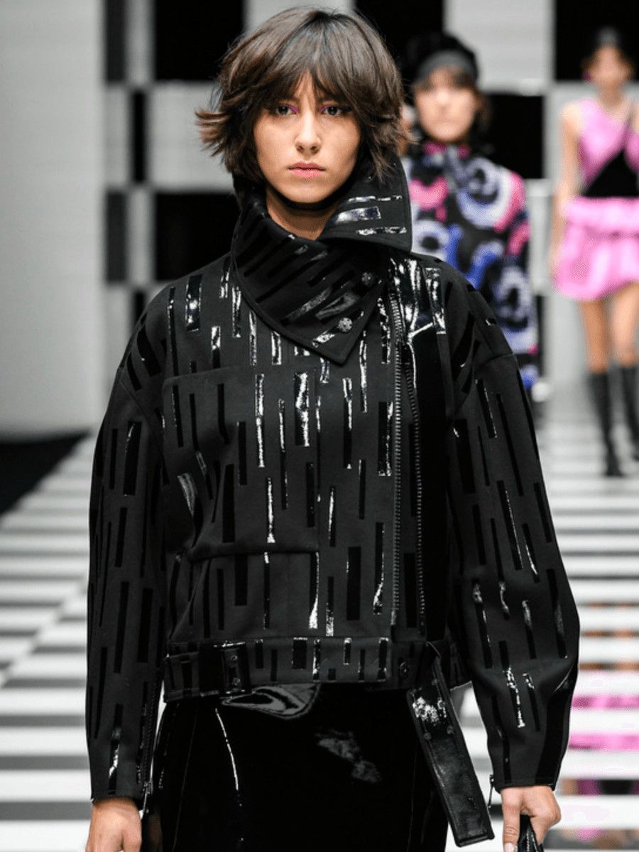 Emporio Armani AW2022 Emporio Armani Black Asymmetrical Zip Cropped Bomber Jacket Size XS / US 0-2 / IT 36-38 - 2 Thumbnail