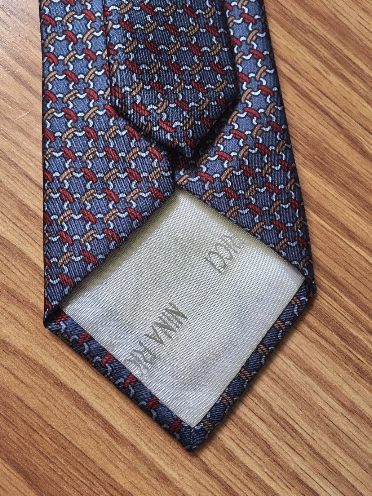 Vintage Nina Ricci Paris Vintage Blue Chains Design Silk Mens Tie Size ONE SIZE - 5 Thumbnail