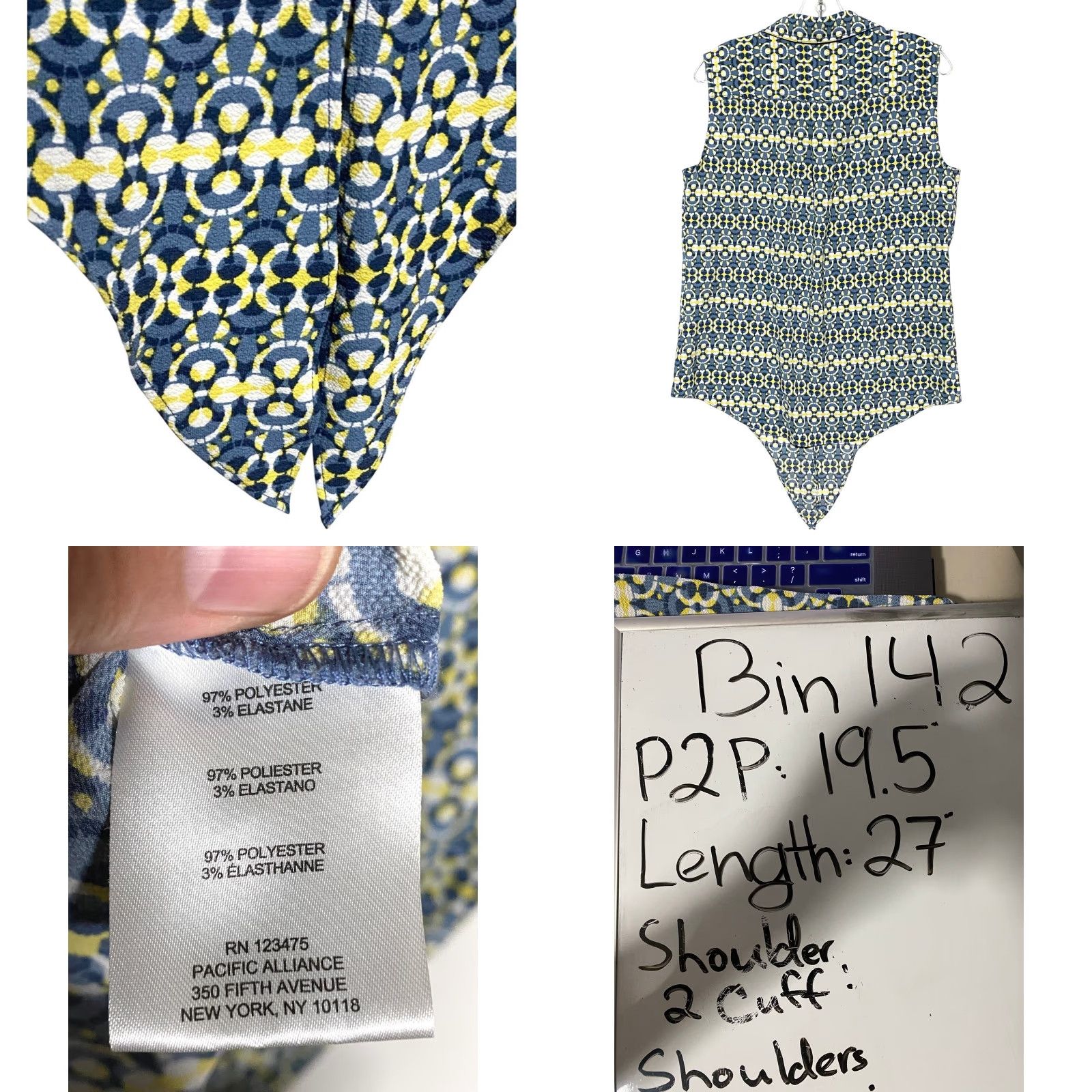 Jones New York Jones New York Sleeveless Button Top Blouse Tie Front M Boho Artsy Hippie Retro Shirt Womens M Blue Size M / US 6-8 / IT 42-44 - 8 Thumbnail