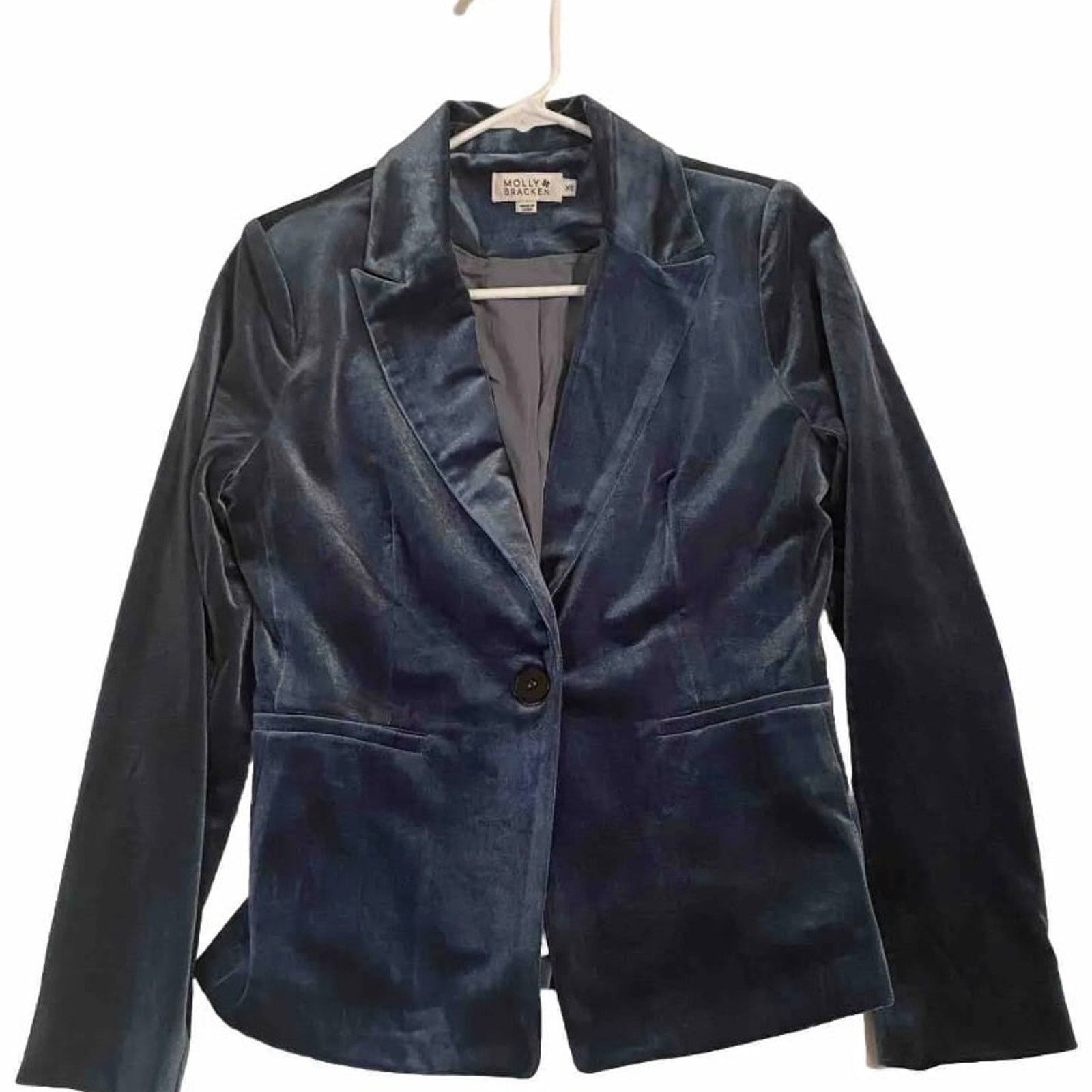 Other Molly Bracken Velvet Blazer Teal Structured 1 Button Luxury Size XS / US 0-2 / IT 36-38 - 1 Thumbnail