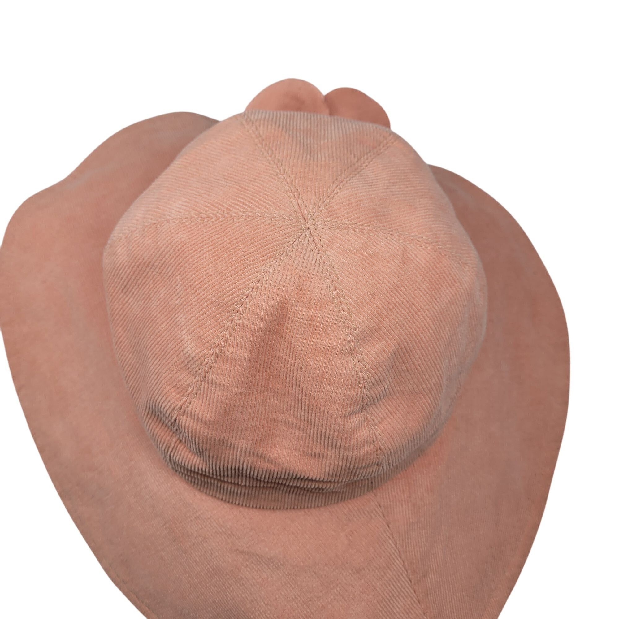 Vintage Vtg Betmar Peach Corduroy Wide Brim Sun Hat Flower Accent Co Size ONE SIZE - 5 Thumbnail