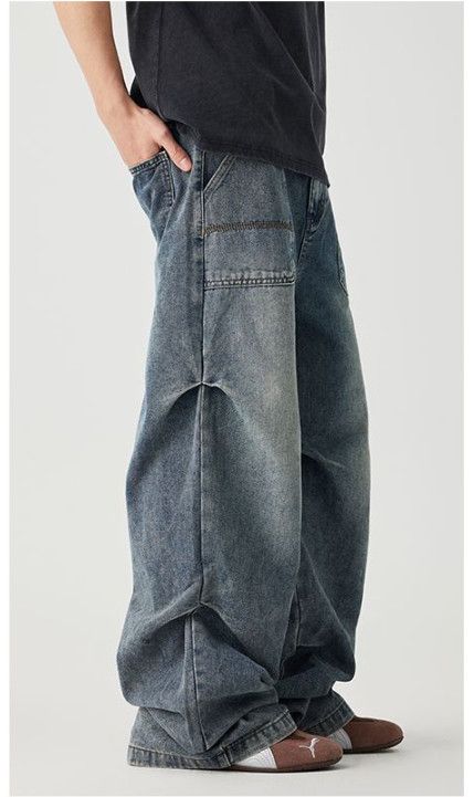 Japanese Brand American-style baggy patchwork wide-leg jeans for men Size US 32 / EU 48 - 3 Thumbnail