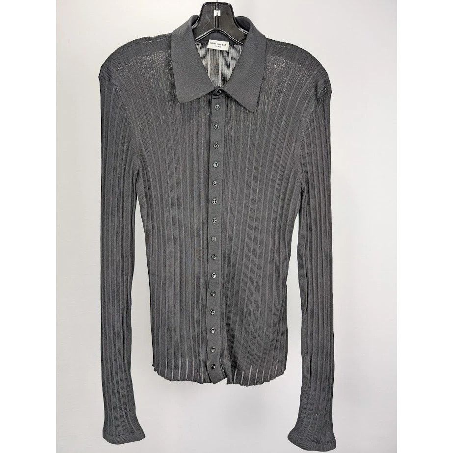 Saint Laurent Paris o1rshd1 Button Shirt in Black Size US L / EU 52-54 / 3 - 1 Thumbnail