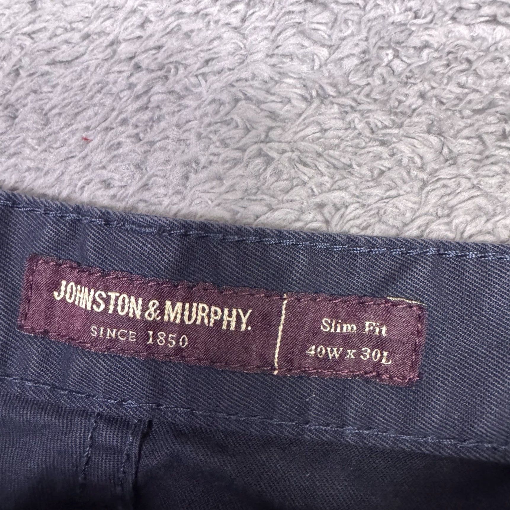 Johnston & Murphy Johnston & Murphy Pants Men's 40x30 Chino Flat Front Canvas Brushed Navy Twill Stretch Classic Slax? Size US 40 / EU 56 - 5 Thumbnail