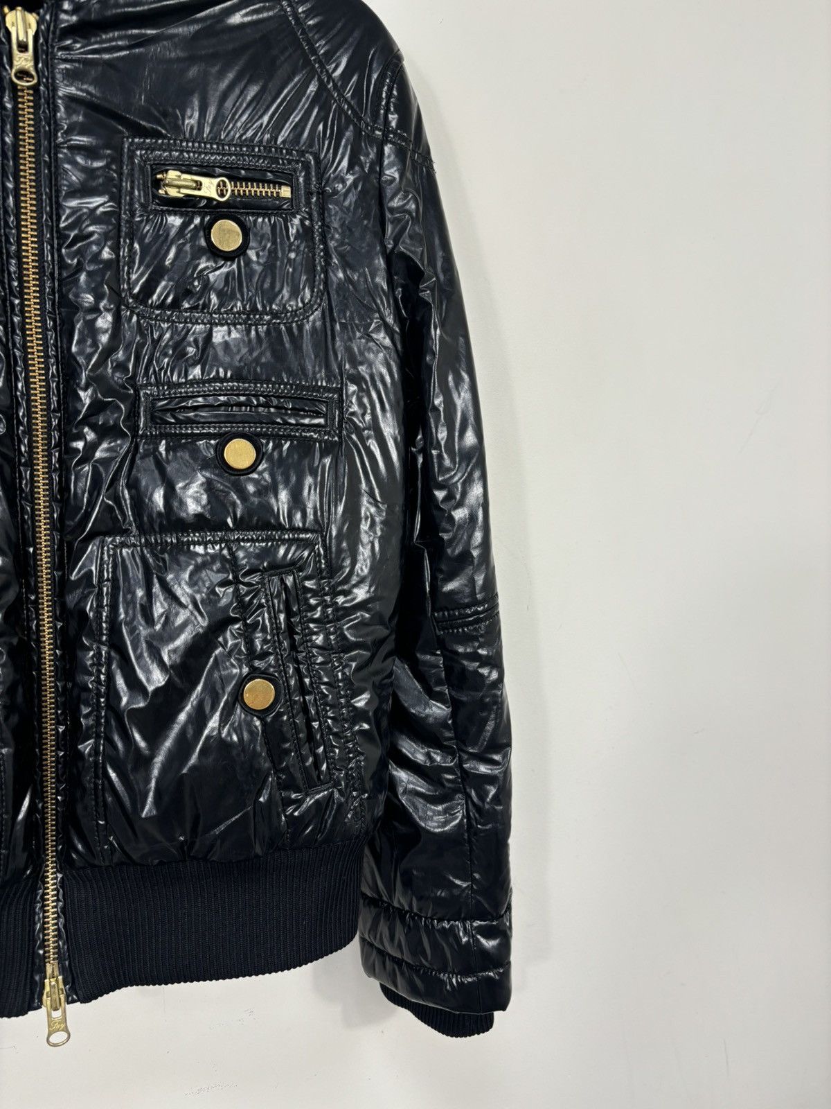 Fay Fay Women’s Shiny Black Italian Luxury Multipocket Jacket Size L / US 10 / IT 46 - 5 Thumbnail
