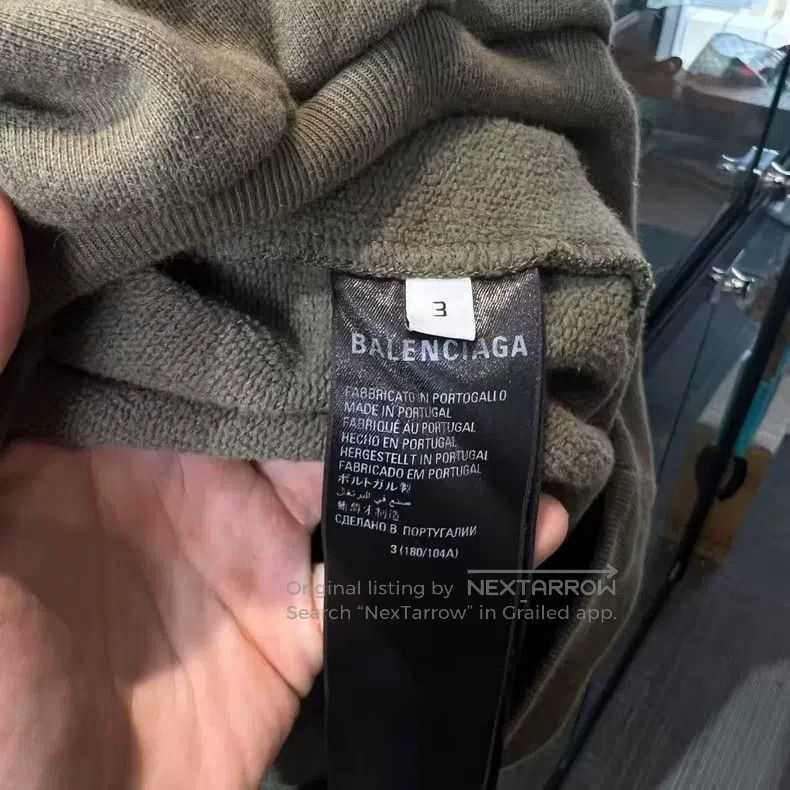 Balenciaga Balenciaga Olive Green Shadow Line Hooded Sweatshirt Size US L / EU 52-54 / 3 - 4 Thumbnail