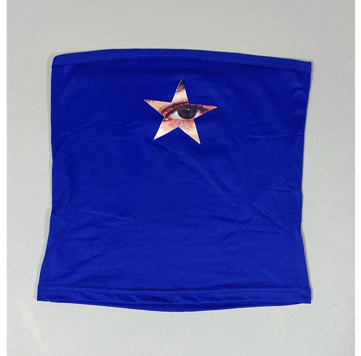 Vintage Blue Neon Eye Star Graphic Tube Top Shirt Tee Size S 👁️💙✨ Size S / US 4 / IT 40 - 1 Thumbnail