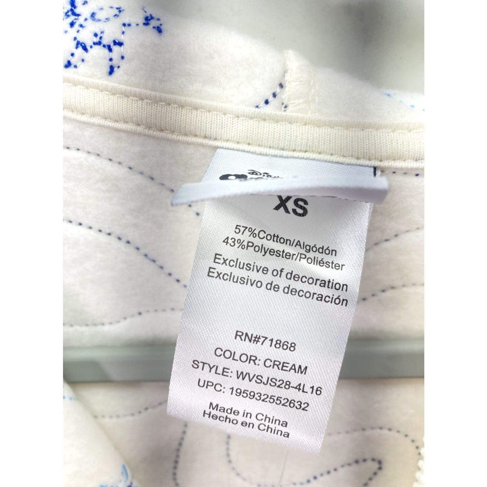 Disney Disney Stitch Hoodie Sweatshirt Women XS Ivory Full Zip AOP Embroidered NWT Size XS / US 0-2 / IT 36-38 - 7 Thumbnail