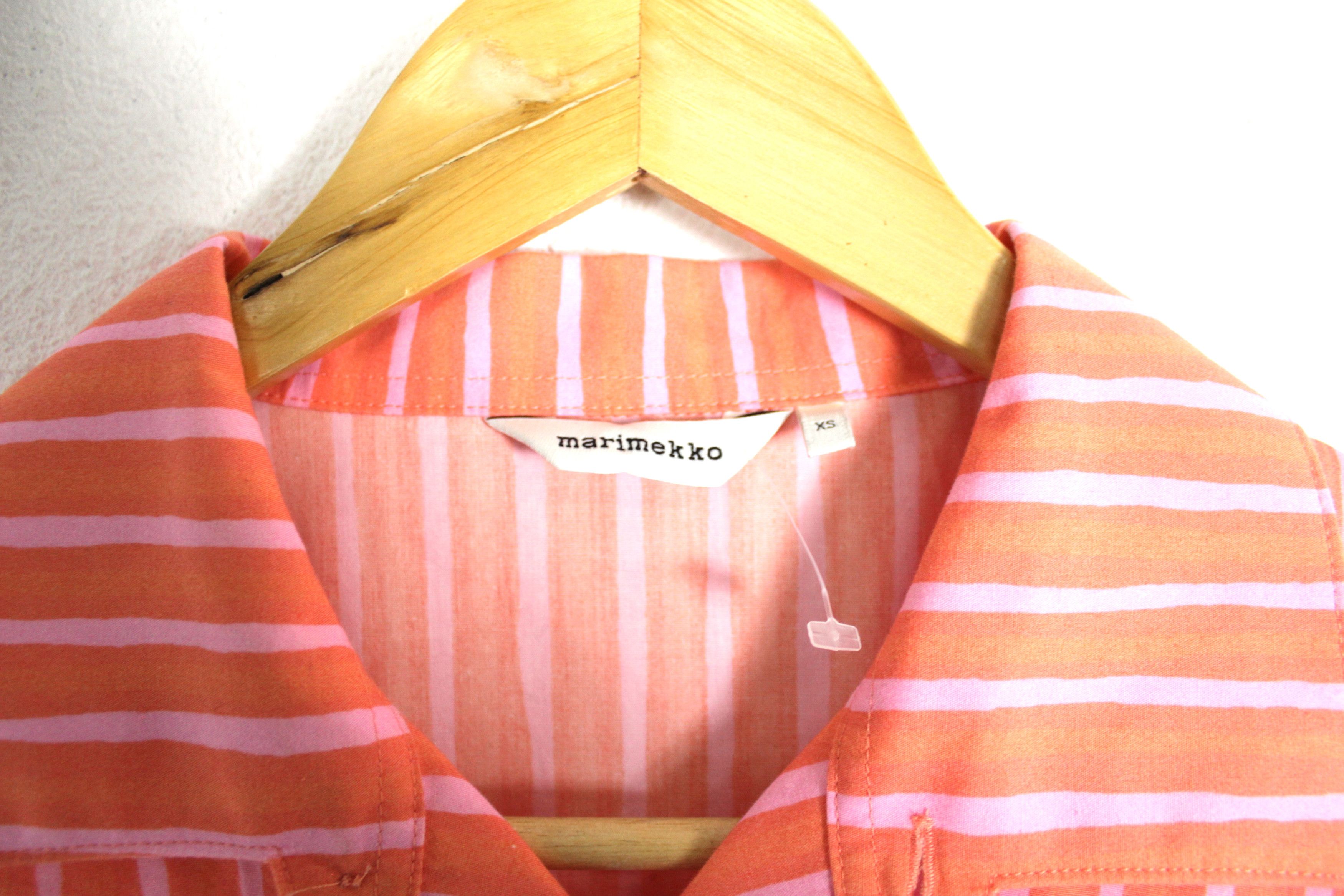 Designer × Marimekko Marimekko Coral Striped Open Collar Camp Shirt XS NZ Size US XS / EU 42 / 0 - 3 Thumbnail